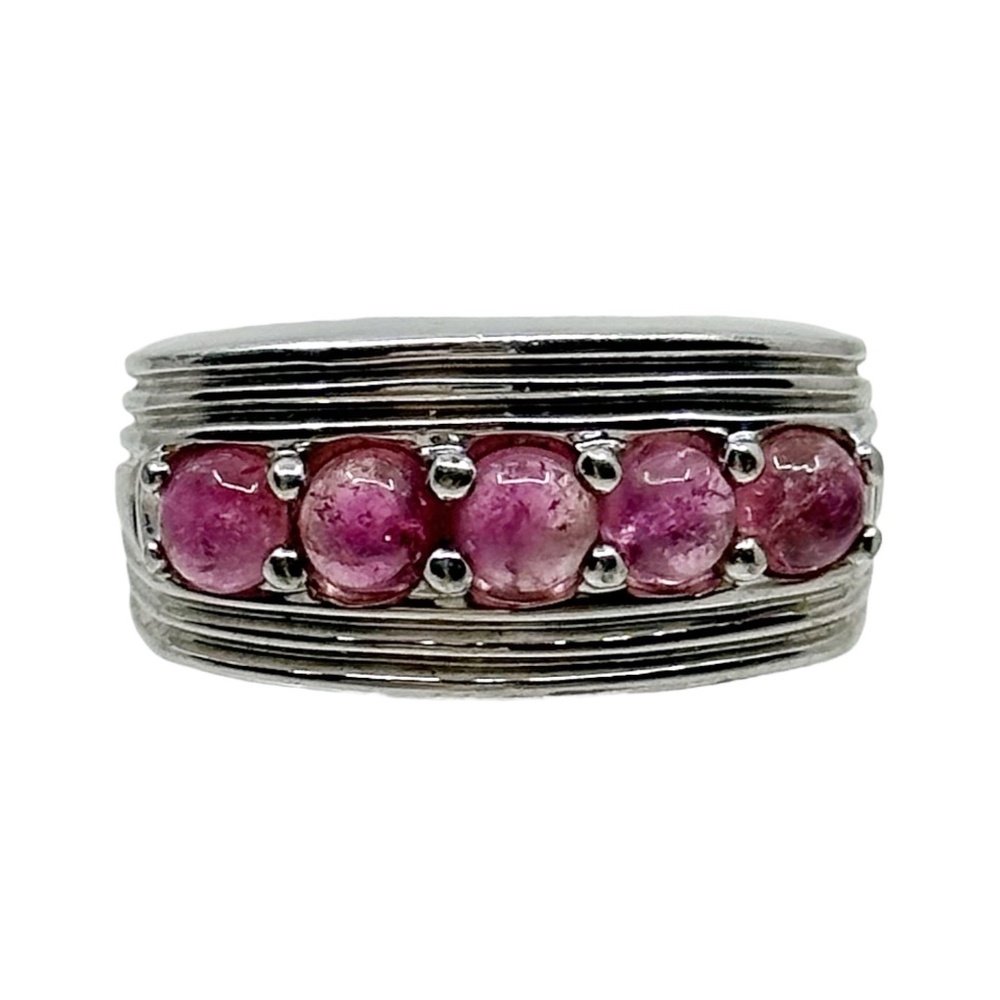 Badavici Sterling silver pink tourmaline cabochon ring - GM352